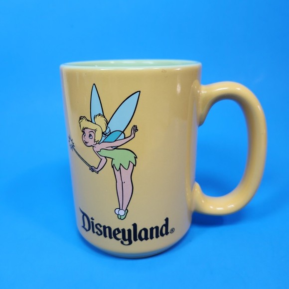 Vintage Disneyland Tinkerbell Coffee Mug Yellow Green Ceramic 15 Oz Disney - Picture 3 of 10